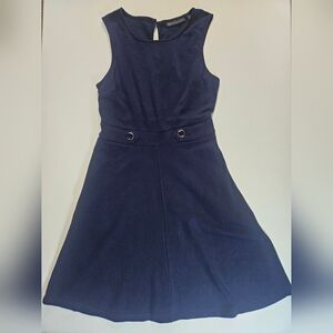 New York & Company Sleeveless Dress Womens 4 Navy Blue Nautical Work To‎ Evening